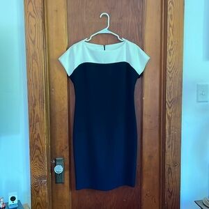 EMMELLE Duotone Navy and White Designer short sleeve smock dress